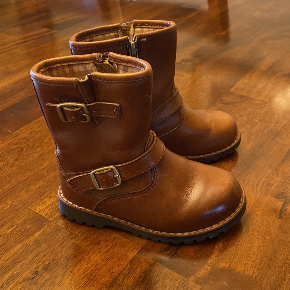 UGG Harwell Brown Leather Boots Toddler Girls Size 7
